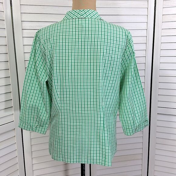 Talbots Fitted Shirt Size 12 Green Gingham Plaid NWOT - Picture 6 of 12